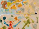 deux tableaux de couleurs et de formes différentes sur un fond blanc