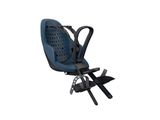 a blue chair with a black seat on a white background