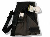 the back of a black pants with a tag attached to it