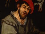 an image of a painting of a man sitting at a table
