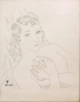 une image représentant le dessin d'une femme tenant une tasse