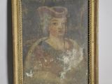 un vieux tableau représentant une femme coiffée d'une couronne