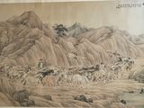 a picture of a painting of a herd of cattle
