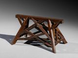 an image of a wooden table with a wooden structure on it