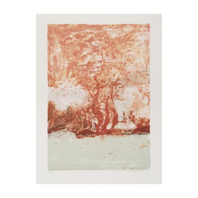 une image d'une photo d'un tableau représentant des arbres dans un champ