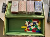 a box of playing cards sitting on a table