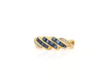 a yellow gold ring with blue sapphires and diamonds