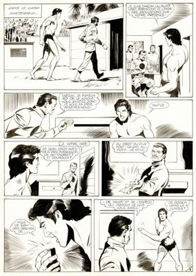 a page from a comic strip with a man in a suit and tie