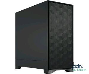 une tour d'ordinateur de bureau noire sur fond blanc
