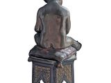 statue of a woman sitting on a stool on a white background