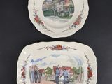 two plates with a picture of a couple of people on them