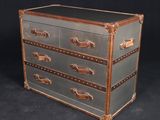 a chest of drawers that is made of metal and wood