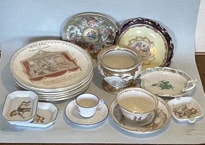 a lot of plates and cups on the table