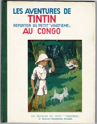 livre pour enfants français, *Les Aventures de Tintin*, représentant un garçon et son chien