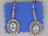 une image représentant une paire de boucles d'oreilles sur fond bleu