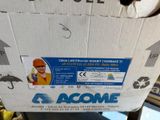 a cardboard box with a picture of a man holding an umbrella