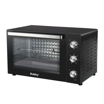 une image d'un grille-pain four noir sur fond blanc