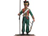 the toy soldier is holding a rifle and a flag