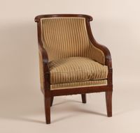 Bergère en gondole, en acajou et placage d’acajou, à décor r…