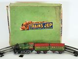 a box with a train set in it on a white surface
