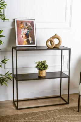 Console moderne en carton recouvert de mélamine noire.