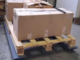a pallet with boxes on it in a warehouse
