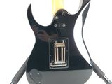 an image of a black electric guitar on a white background