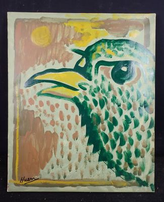 une image représentant un tableau d'un oiseau au bec jaune