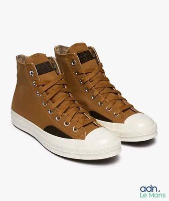 Baskets montantes Converse All Star en cuir, couleur marron
