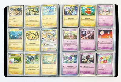 beaucoup de cartes pokemon sur la table