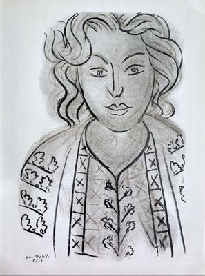 drawing of a woman ' s face in a black and white picture