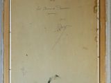 an old picture of a painting of a bird with writing on it