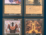 four different decks of a card game are shown on a blue background