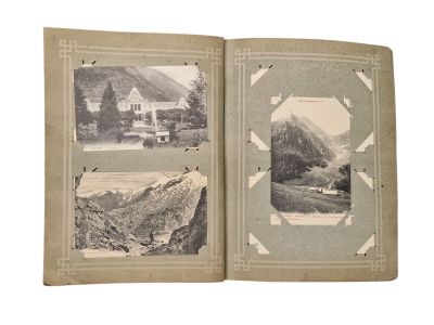 an old photo of a book with pictures of a house