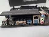 a close up of a computer motherboard with two different ports