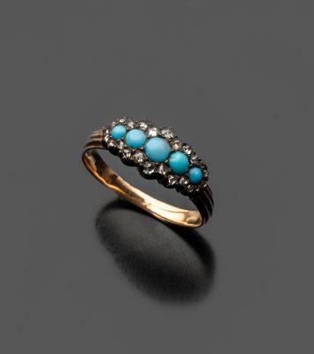 une bague en turquoise et diamants