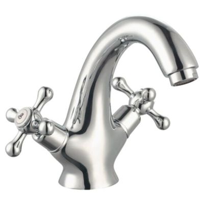 a faucet that has a cross handle on the faucet