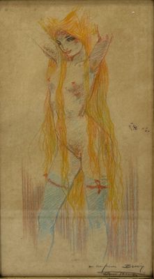 an image of a drawing of a woman with long blonde hair