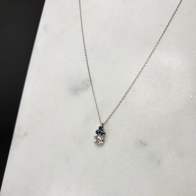 a close up of a necklace on a mannequin display