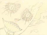 drawing of a drawing of a bird with a clock on it ' s face