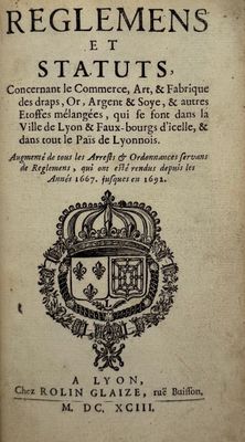 DRAPIERS. Reglemens et statuts, concernant le commerce, art …
