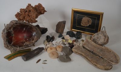 une photo montrant un ensemble de pierres et d'autres objets posés sur une table
