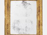 une image d'un miroir encadré d'or sur un mur blanc