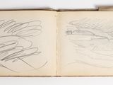 an open book with a drawing of a boat on it