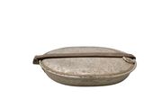 a close up of a metal object on a white background