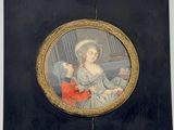 tableau représentant une femme en robe bleue et un homme en robe rouge