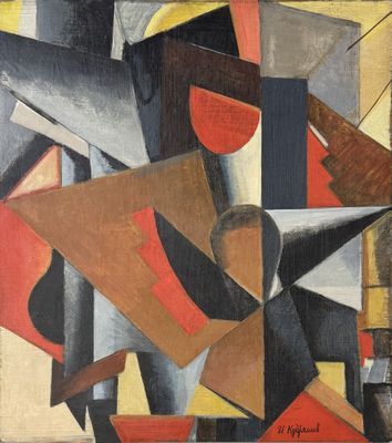 an image of a painting of a man holding a knife and a box