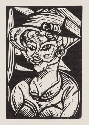 une image représentant un dessin en noir et blanc d'une femme coiffée d'un chapeau