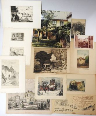 an assortment of old postcards and pictures of houses and buildings