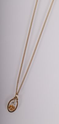 deux colliers en or avec un petit pendentif sur fond blanc